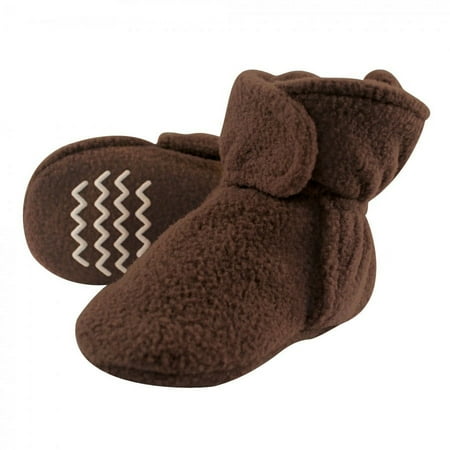 Hudson Baby Baby and Toddler Cozy Fleece Booties, Brown, 0-6 Months