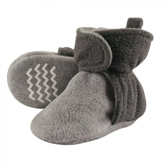 Hudson Baby Baby and Toddler Cozy Fleece Booties, Charcoal Heather Gray, 3 Toddler