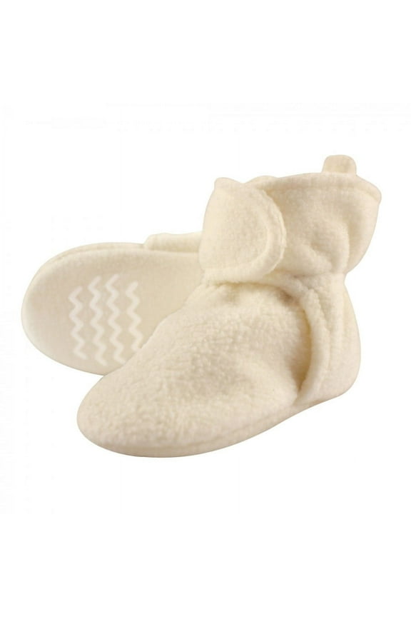 Baby and Toddler Cozy Fleece Booties, Cream, 12-18 Months