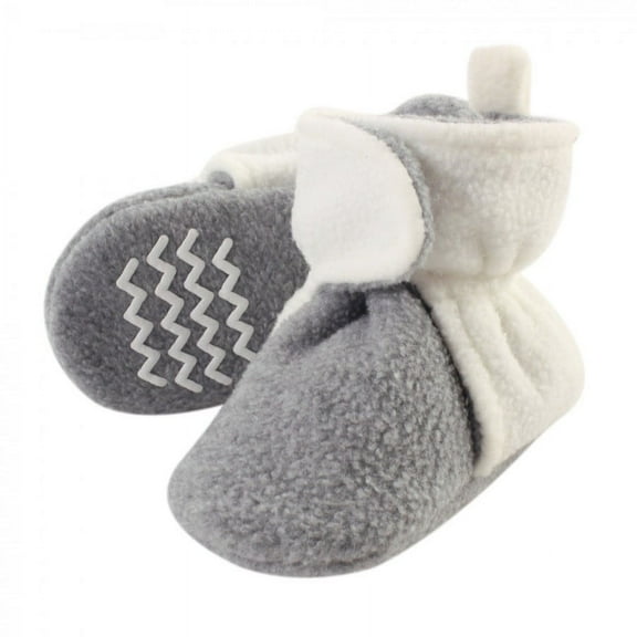 Hudson Baby Baby and Toddler Cozy Fleece Booties, Cream Heather Gray, 0-6 Months