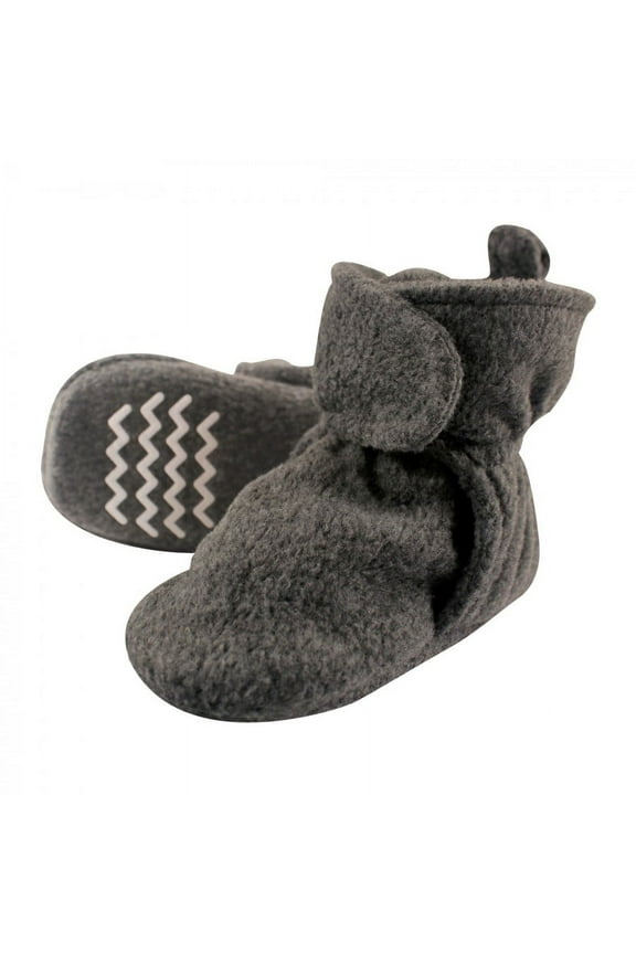 Baby and Toddler Cozy Fleece Booties, Dark Gray, 12-18 Months
