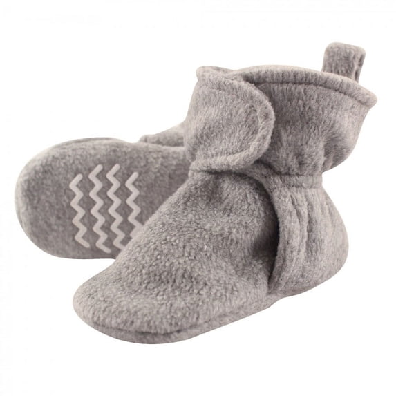 Hudson Baby Baby and Toddler Cozy Fleece Booties, Heather Gray, 12-18 Months