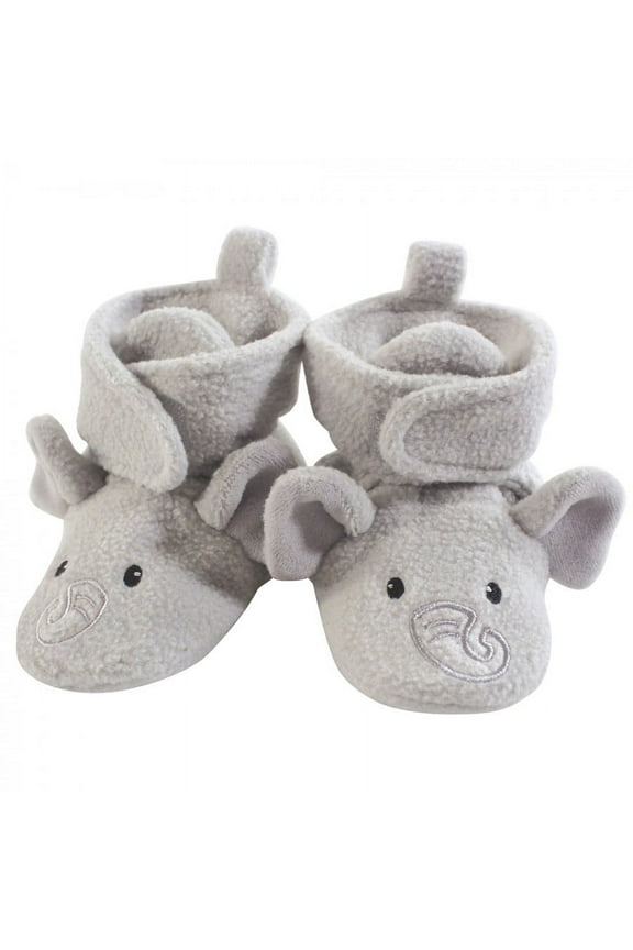 Baby and Toddler Cozy Fleece Booties, Neutral Elephant, 0-6 Months