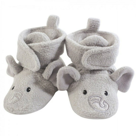 Hudson Baby Baby and Toddler Cozy Fleece Booties, Neutral Elephant, 18-24 Months