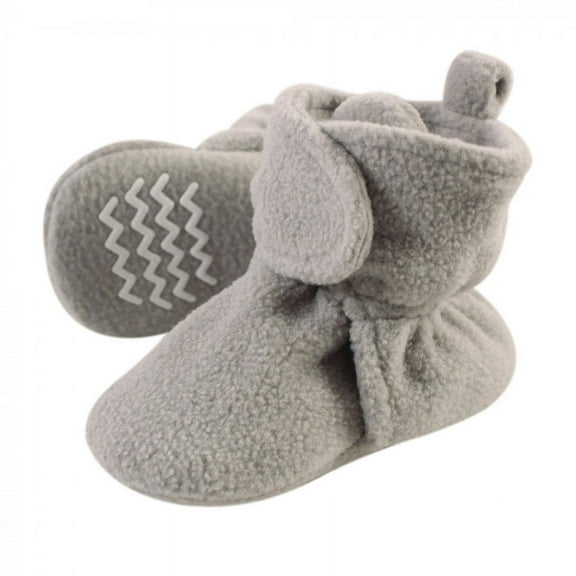 Hudson Baby Baby and Toddler Cozy Fleece Booties, Neutral Gray, 18-24 Months