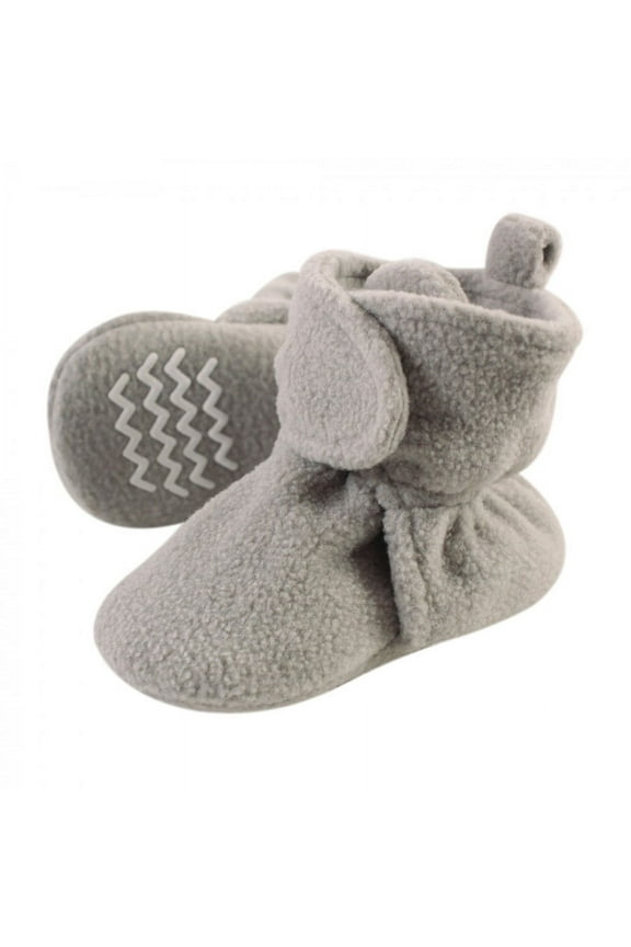Baby and Toddler Cozy Fleece Booties, Neutral Gray, 18-24 Months