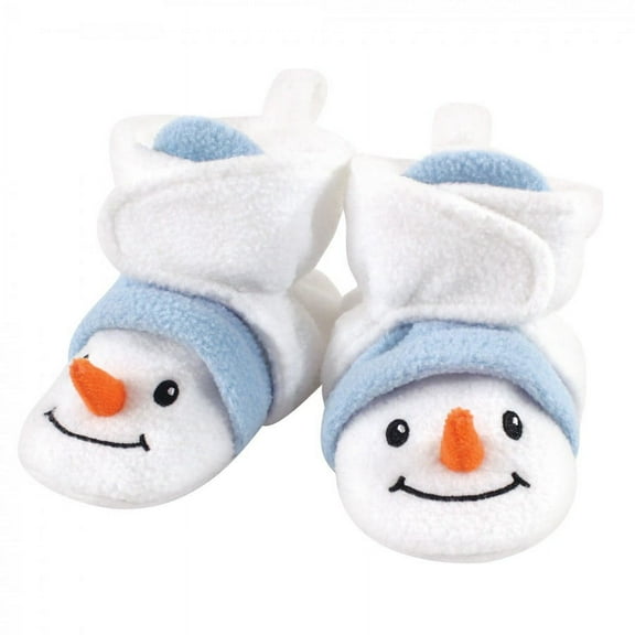 Hudson Baby Baby and Toddler Cozy Fleece Booties, Snowman, 0-6 Months