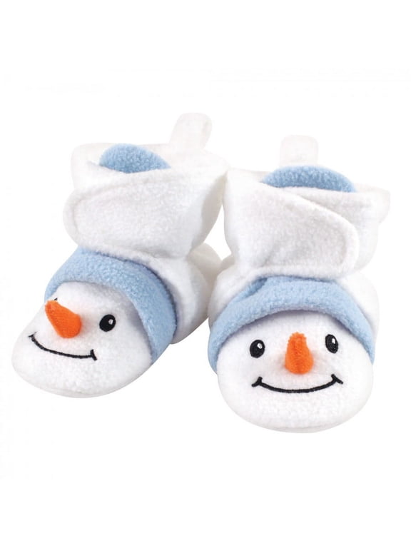Baby and Toddler Cozy Fleece Booties, Snowman, 0-6 Months