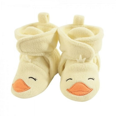 Hudson Baby Baby and Toddler Cozy Fleece Booties, Yellow Duck, 0-6 Months