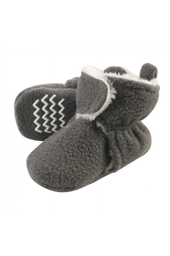 Baby and Toddler Cozy Fleece and Faux Shearling Booties, Charcoal, 18-24 Months