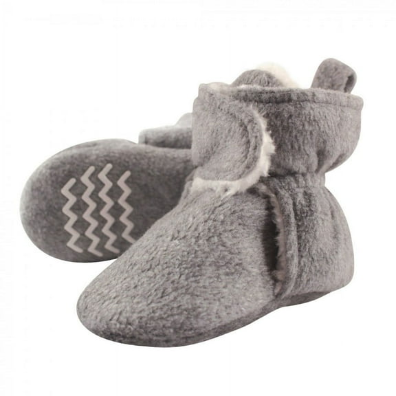 Hudson Baby Baby and Toddler Cozy Fleece and Faux Shearling Booties, Heather Gray, 6-12 Months