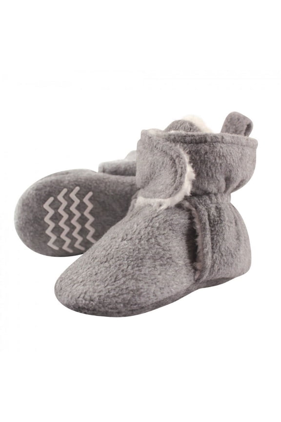 Baby and Toddler Cozy Fleece and Faux Shearling Booties, Heather Gray, 6-12 Months