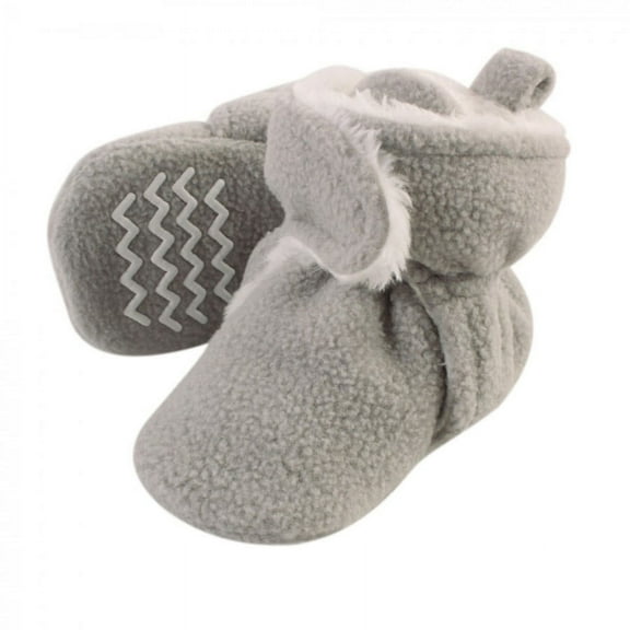 Hudson Baby Baby and Toddler Cozy Fleece and Faux Shearling Booties, Neutral Gray, 12-18 Months