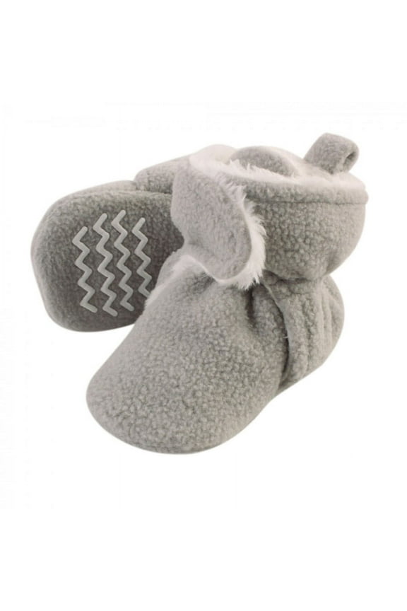 Baby and Toddler Cozy Fleece and Faux Shearling Booties, Neutral Gray, 18-24 Months