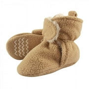 Hudson Baby Baby and Toddler Cozy Fleece and Faux Shearling Booties, Tan, 0-6 Months