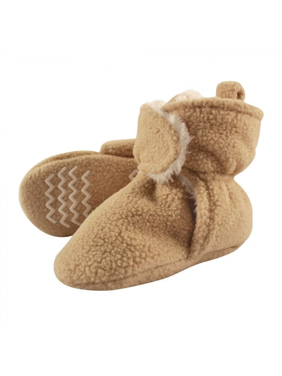 Baby and Toddler Cozy Fleece and Faux Shearling Booties, Tan, 12-18 Months