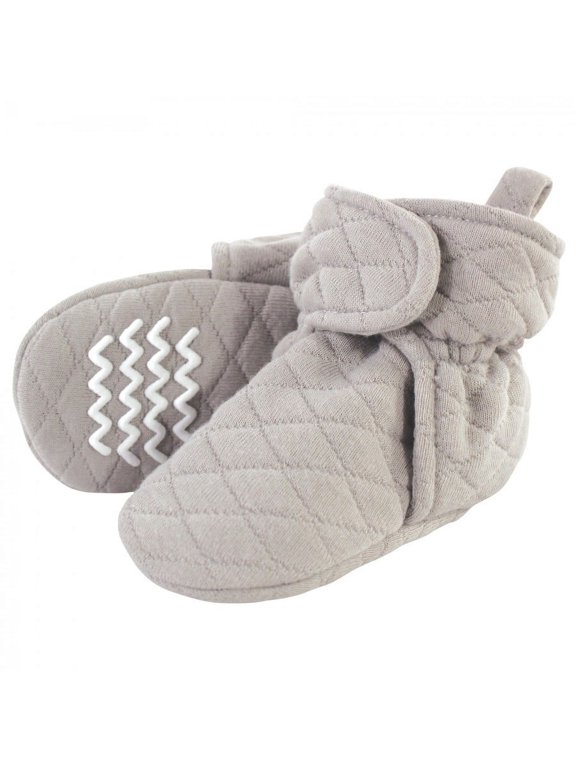 Baby and Toddler Quilted Booties, Gray, 0-6 Months