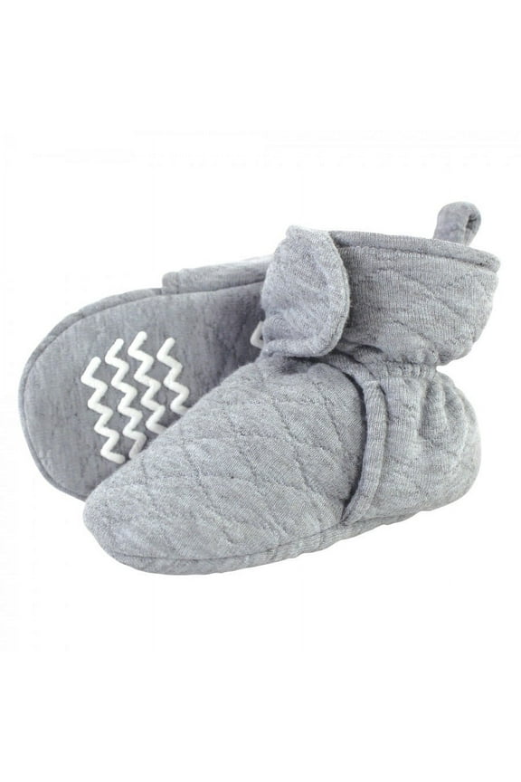 Baby and Toddler Quilted Booties, Heather Gray, 0-6 Months