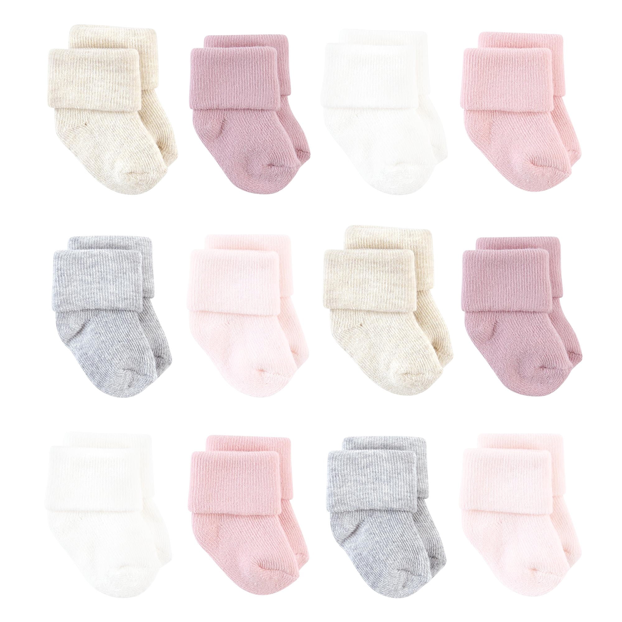 Hudson Baby Basics Infant Baby Cozy Terry Baby Sock 12-Pack, Blush Earth Tones, 6-12 Months