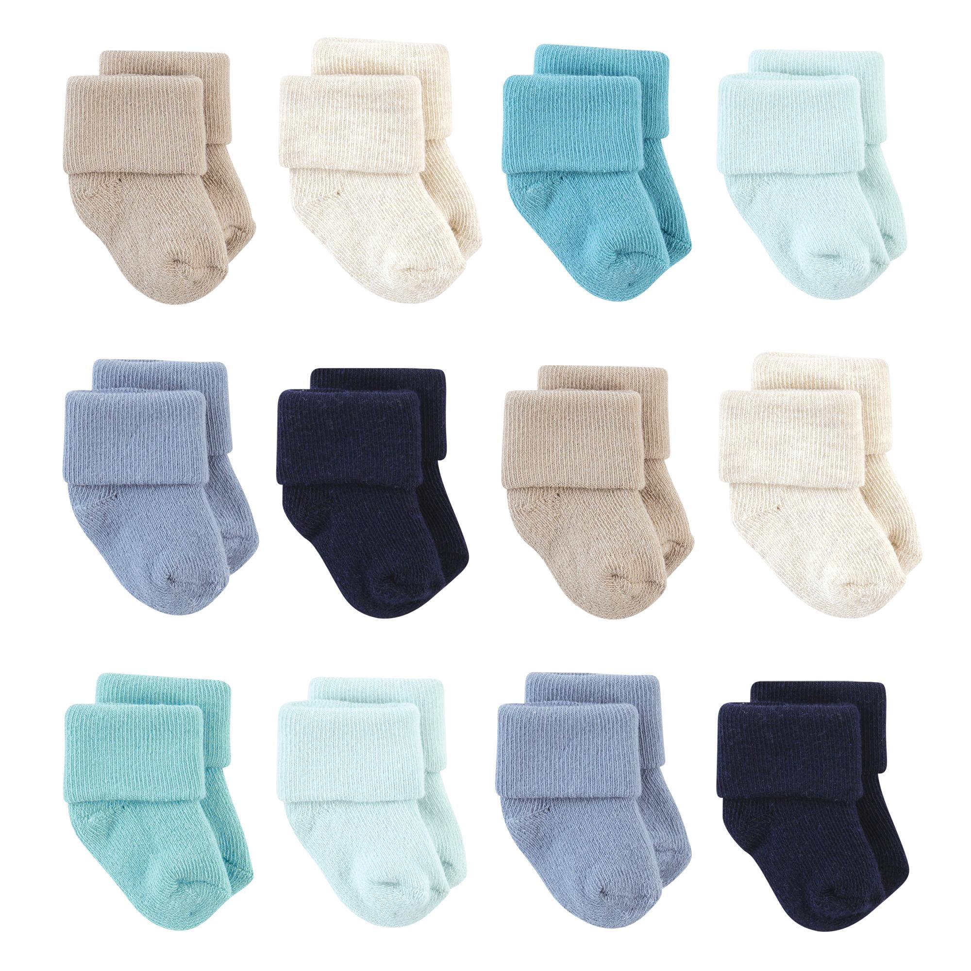 Hudson Baby Basics Infant Baby Cozy Terry Baby Sock 12-Pack, Coastal Comforts, 6-12 Months