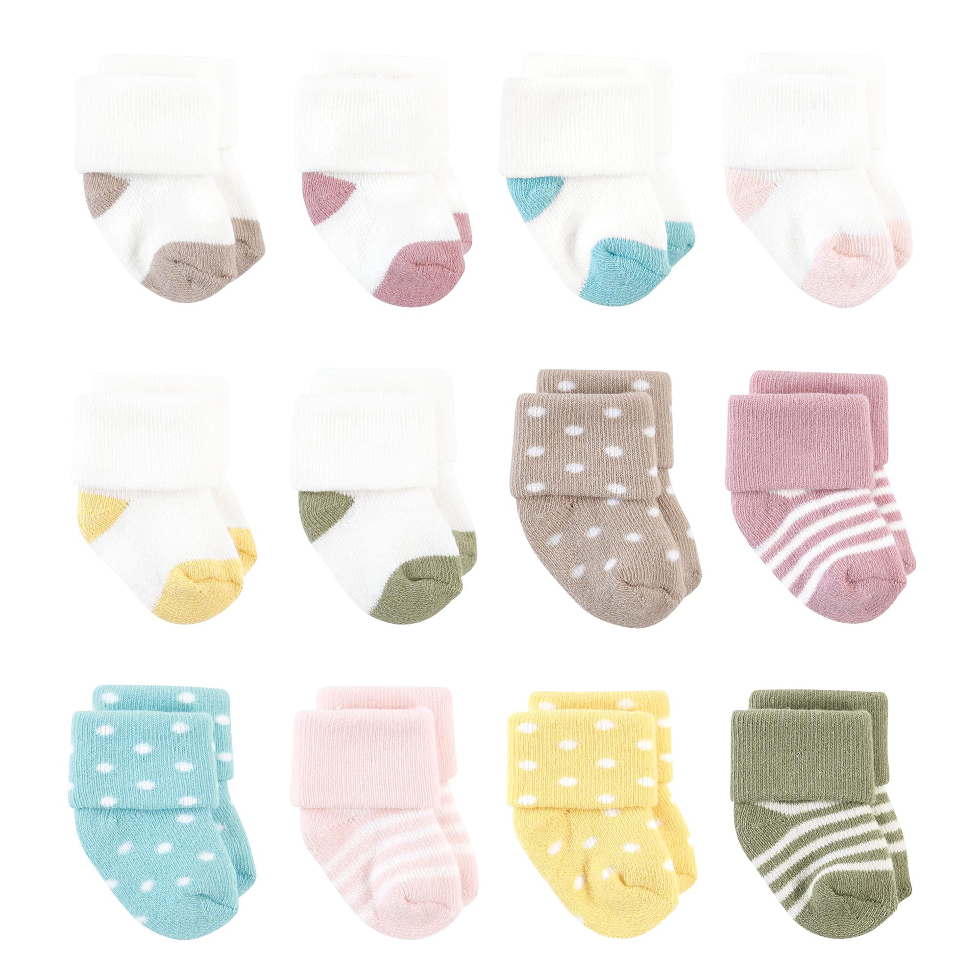 Hudson Baby Basics Infant Baby Cozy Terry Baby Sock 12-Pack, Confetti Burst, 0-6 Months