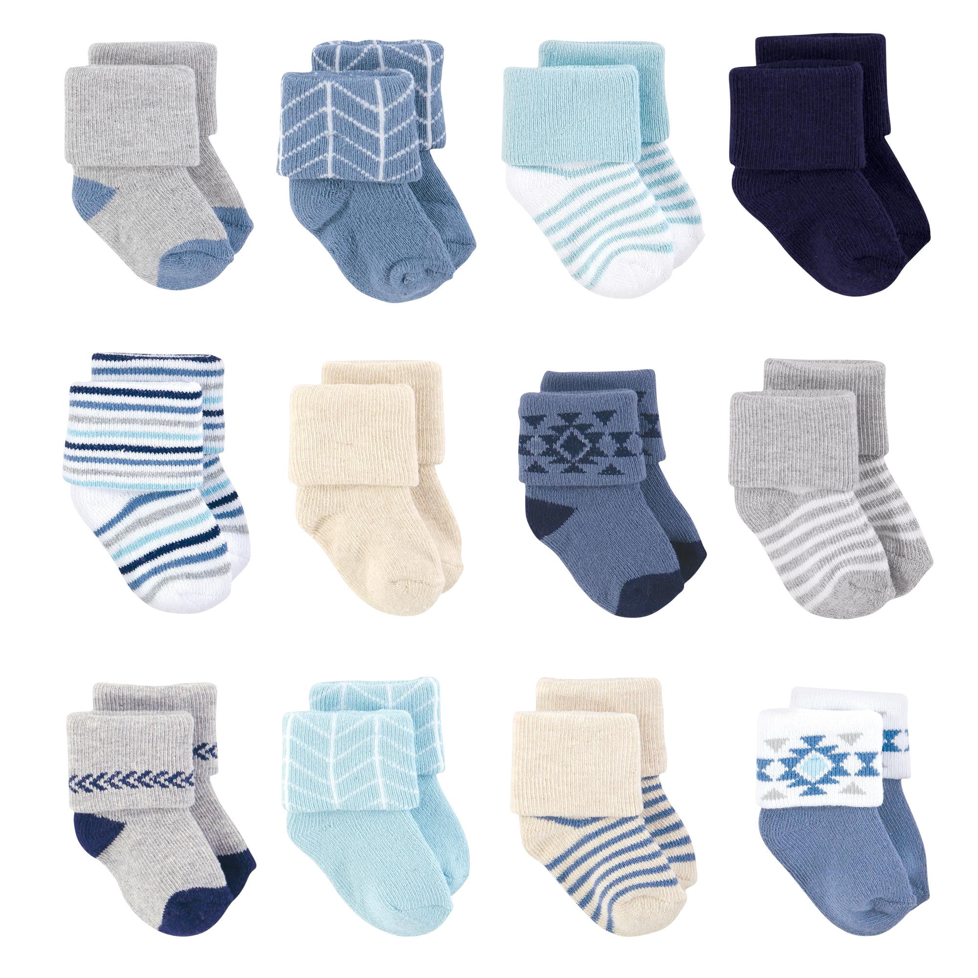 Hudson Baby Basics Infant Baby Cozy Terry Baby Sock 12-Pack, Jungle Explorer, 0-6 Months