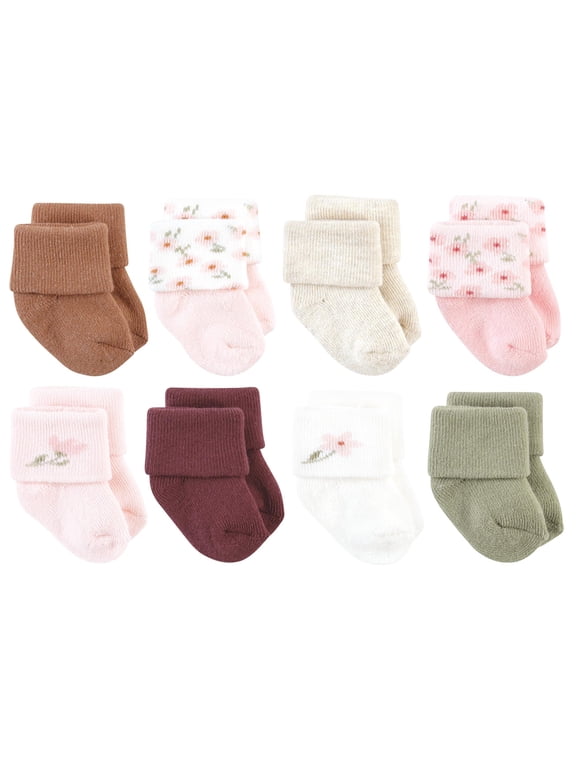 Basics Infant Baby Cozy Terry Socks 8-Pack, Blush Petal, 0-6 Months