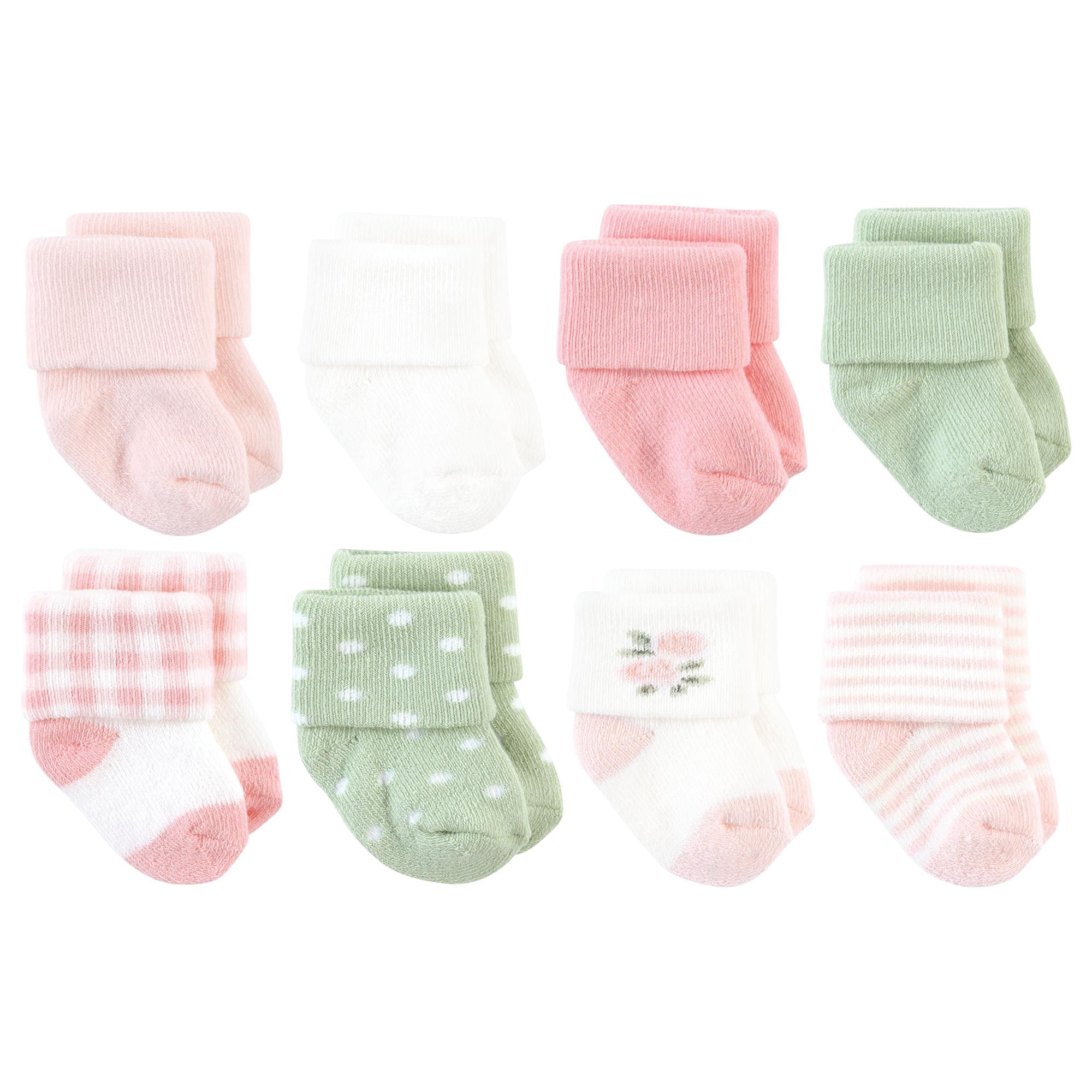 Hudson Baby Basics Infant Baby Cozy Terry Socks 8-Pack, Blushing Meadow, 6-12 Months