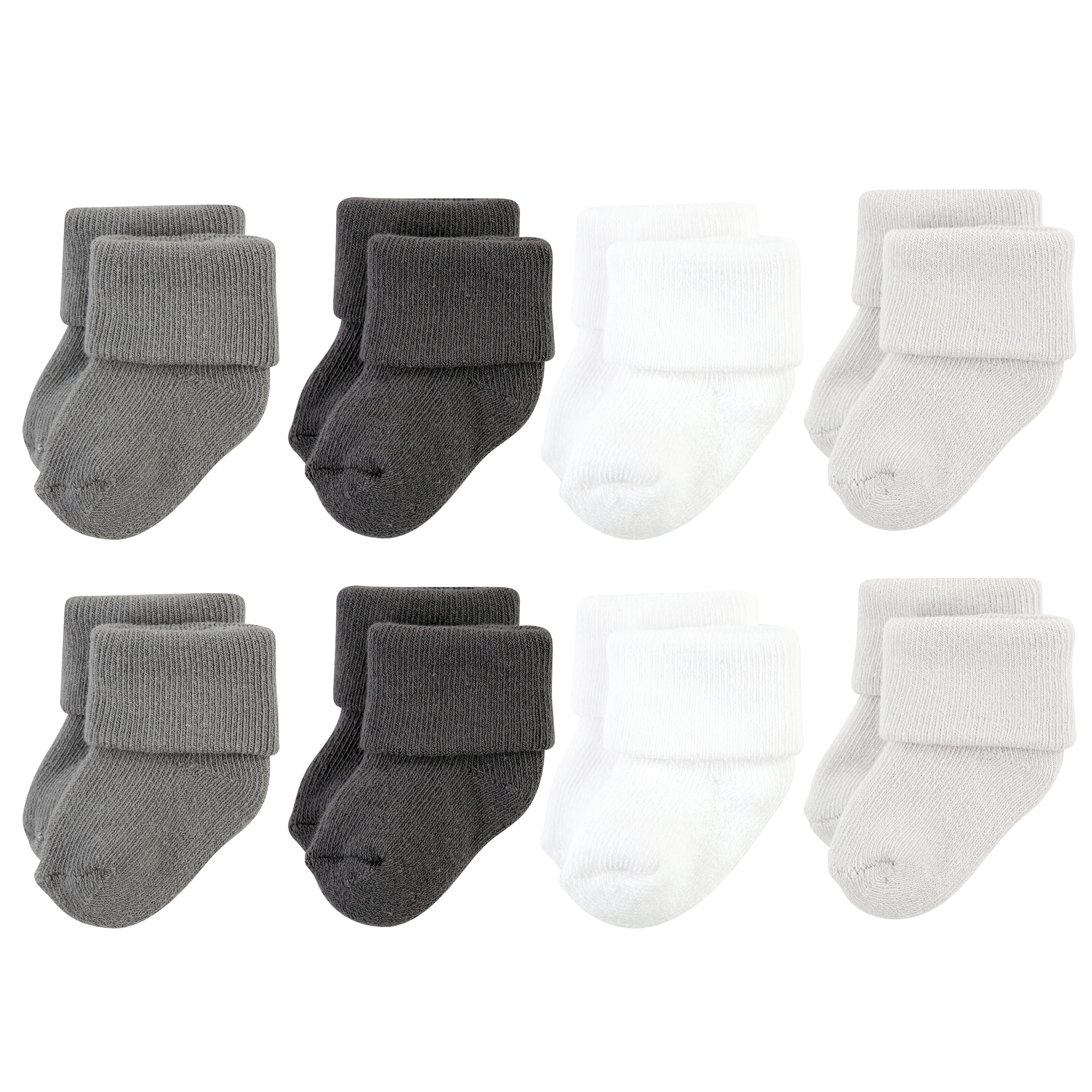 Hudson Baby Basics Infant Baby Cozy Terry Socks 8-Pack, Cloudy Comfort, 6-12 Months