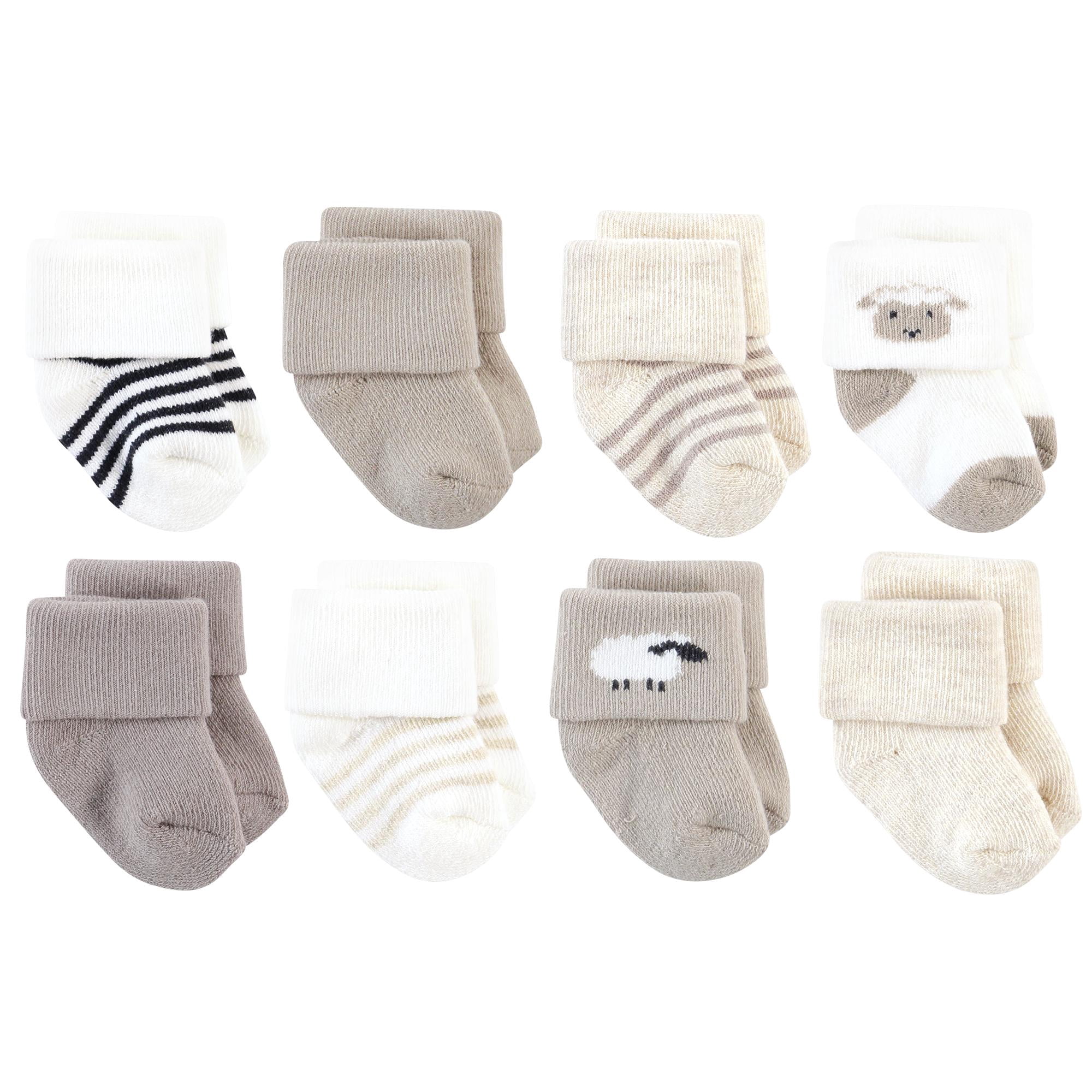 Hudson Baby Basics Infant Baby Cozy Terry Socks 8-Pack, Cozy Lambkin, 6-12 Months