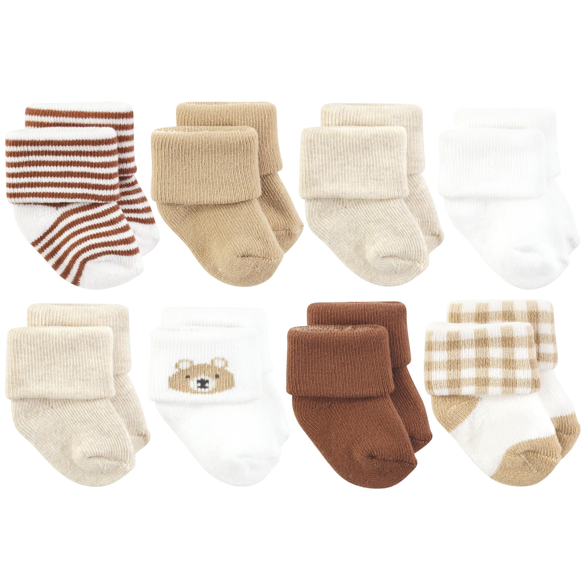 Hudson Baby Basics Infant Baby Cozy Terry Socks 8-Pack, Cuddly Cub, 6-12 Months