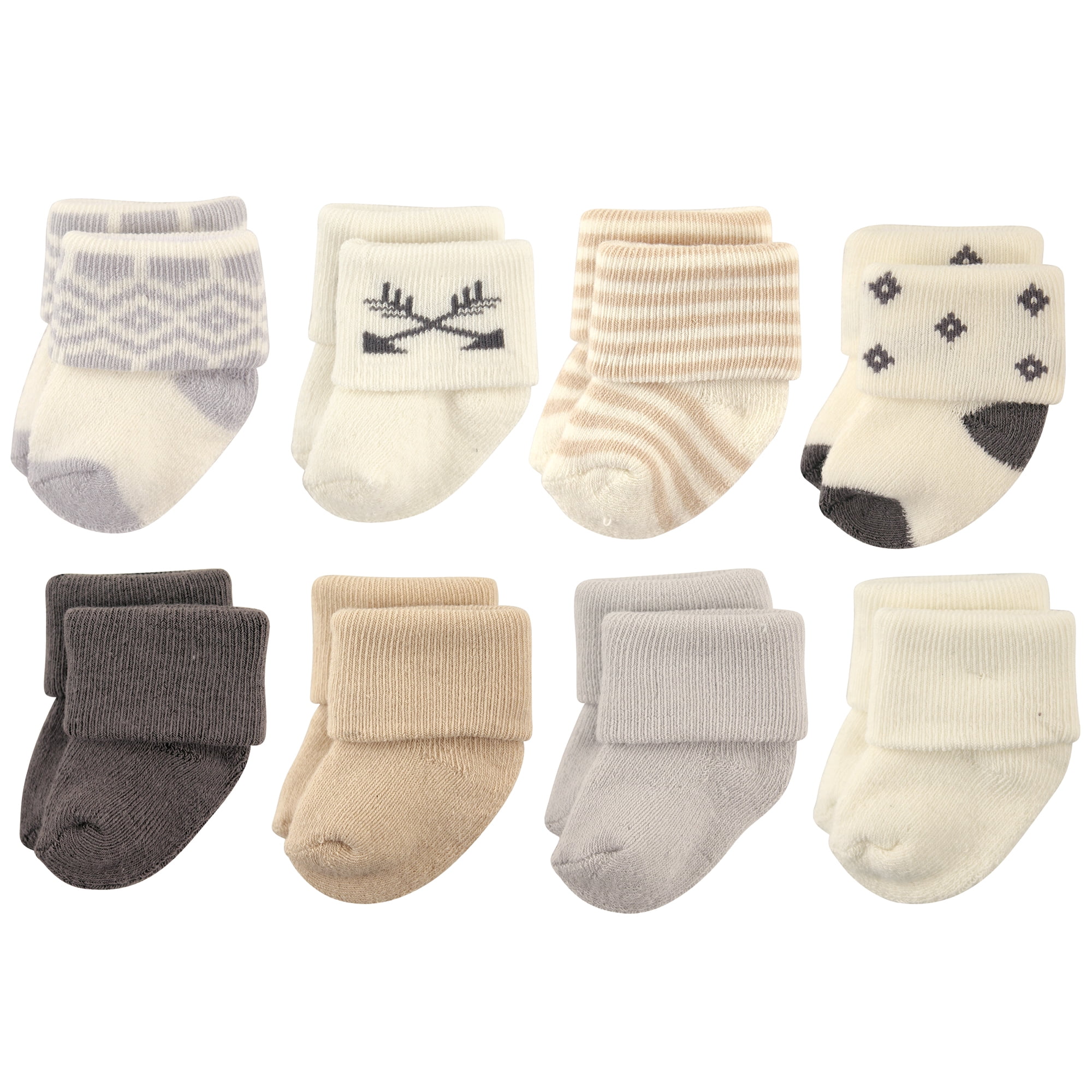 Hudson Baby Basics Infant Baby Cozy Terry Socks 8-Pack, Desert Geo, 6-12 Months