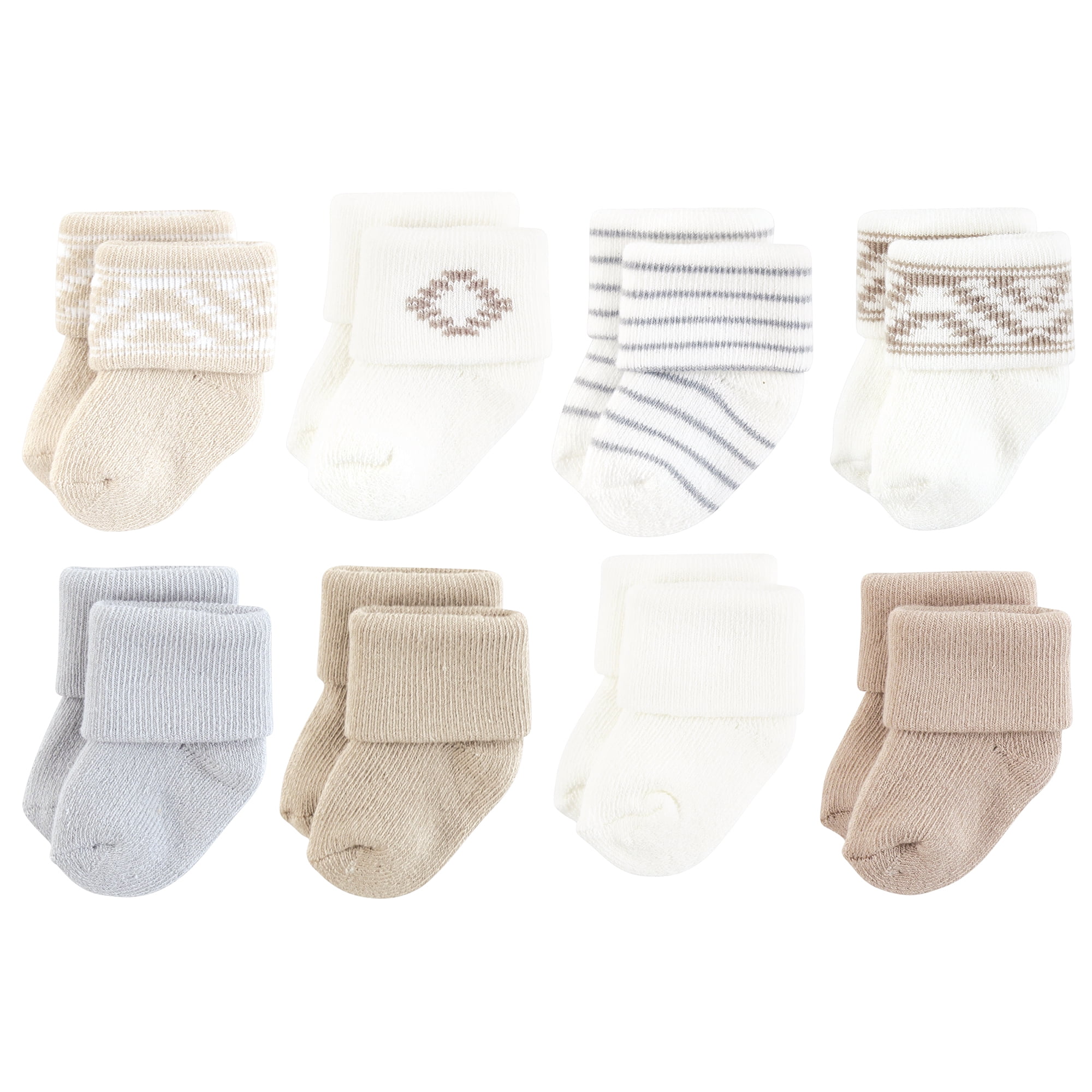 Hudson Baby Basics Infant Baby Cozy Terry Socks 8-Pack, Desert Weave, 0-6 Months