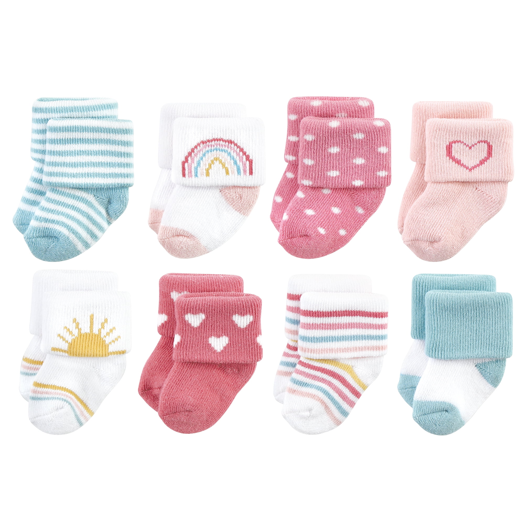 Hudson Baby Basics Infant Baby Cozy Terry Socks 8-Pack, Dreamy Hues, 6-12 Months