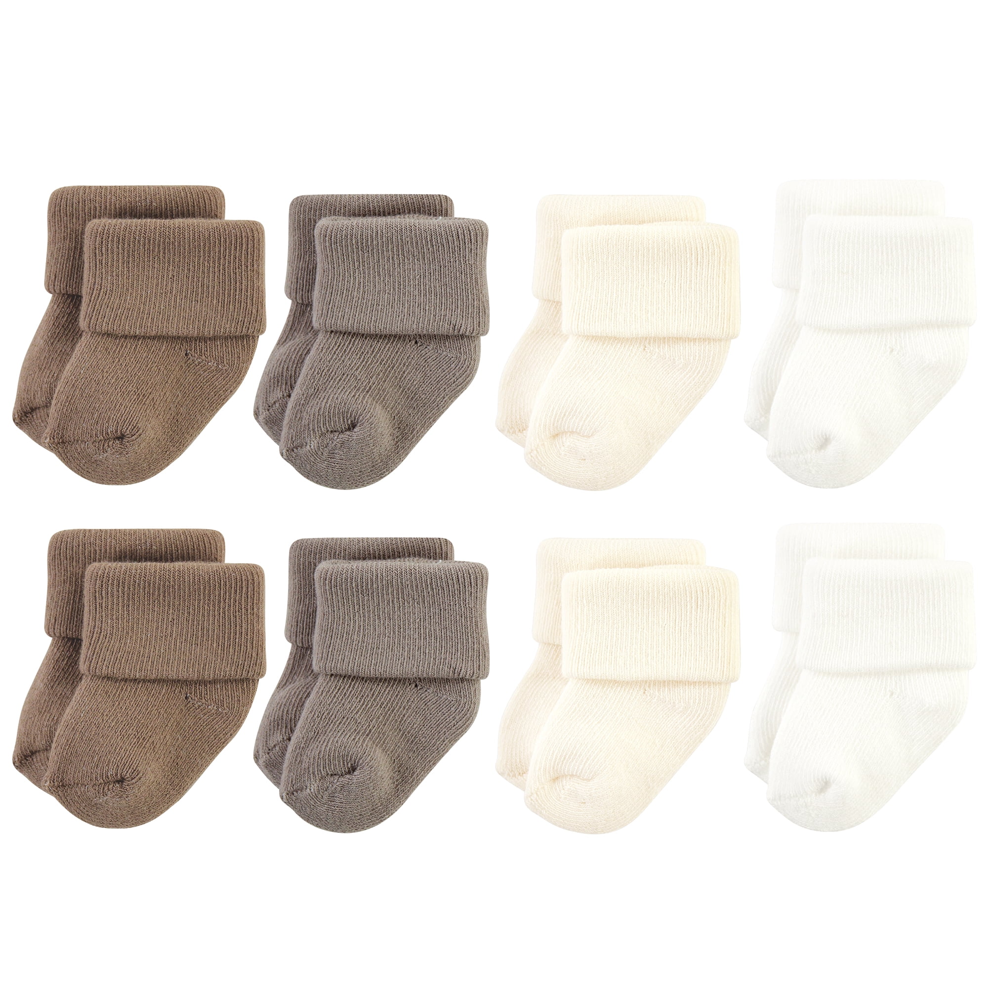 Hudson Baby Basics Infant Baby Cozy Terry Socks 8-Pack, Earthy Neutrals, 6-12 Months
