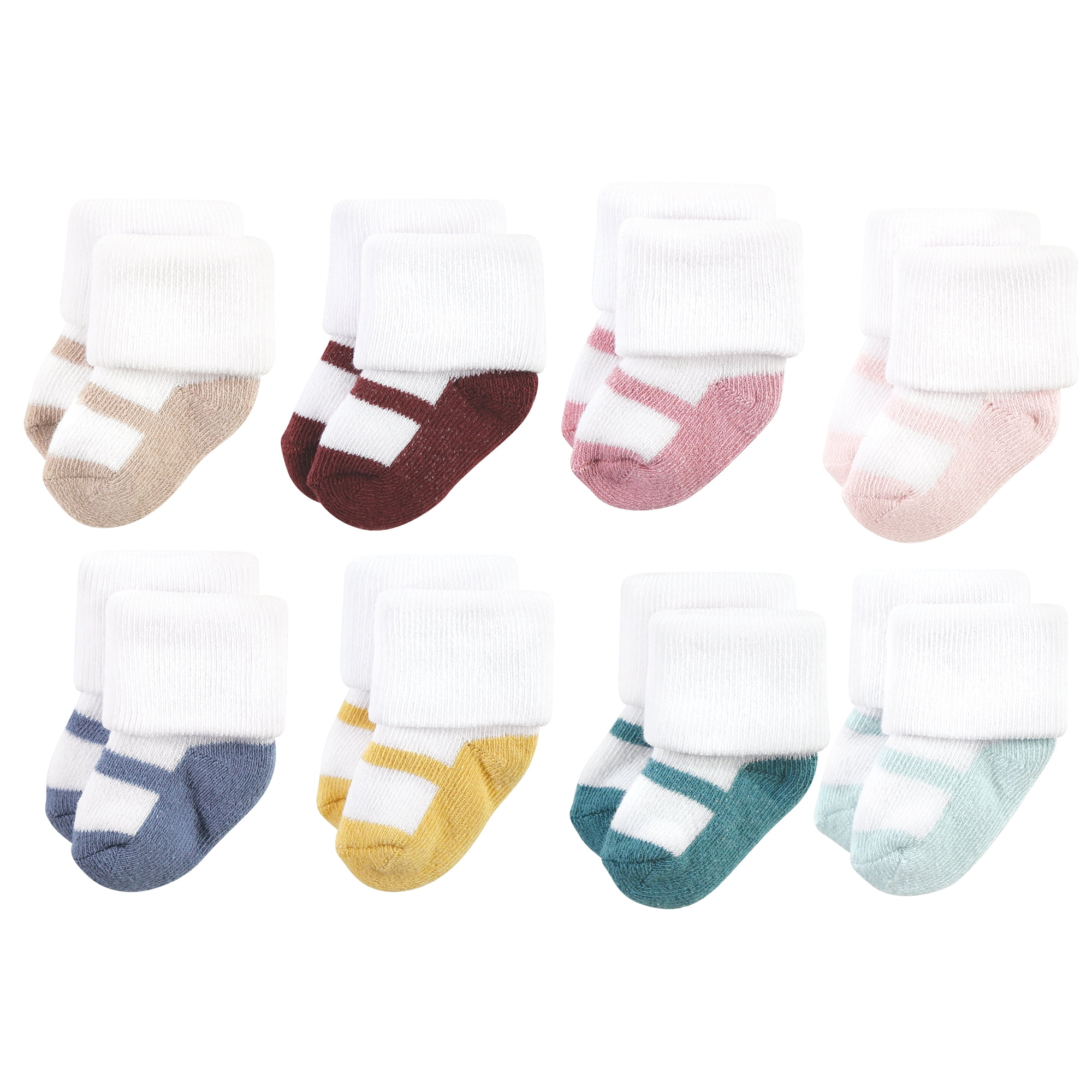 Hudson Baby Basics Infant Baby Cozy Terry Socks 8-Pack, Gentle Blush, 6-12 Months