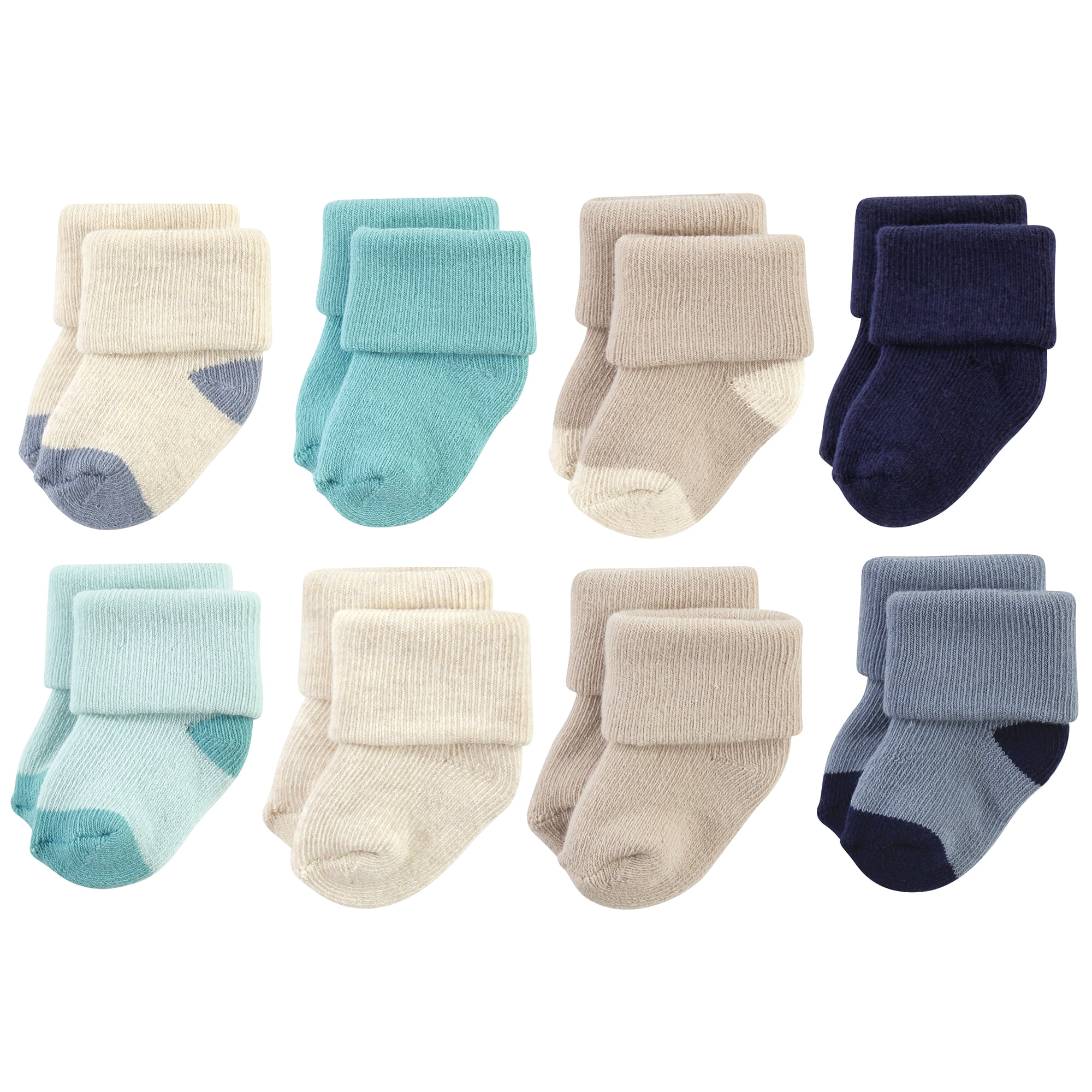 Hudson Baby Basics Infant Baby Cozy Terry Socks 8-Pack, Oceanic Sands, 6-12 Months