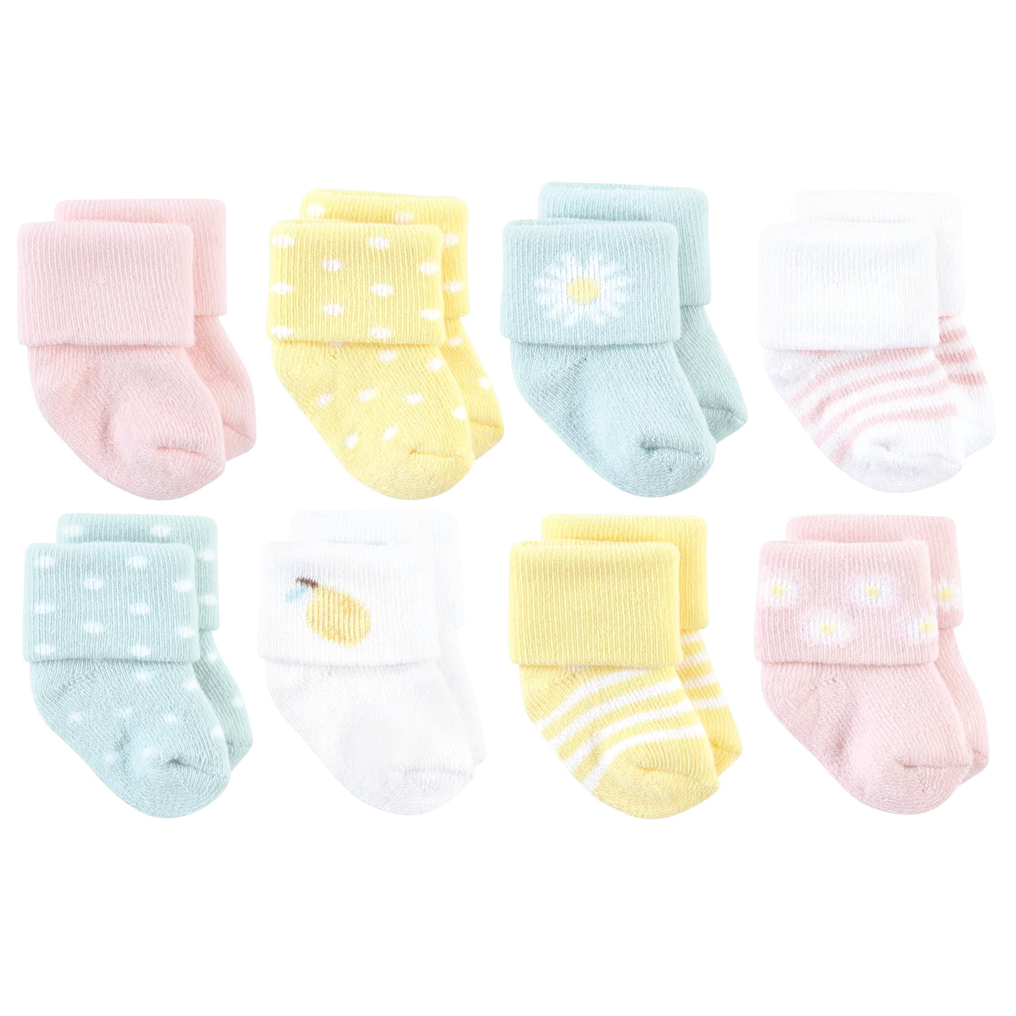 Hudson Baby Basics Infant Baby Cozy Terry Socks 8-Pack, Zesty Bloom, 0-6 Months