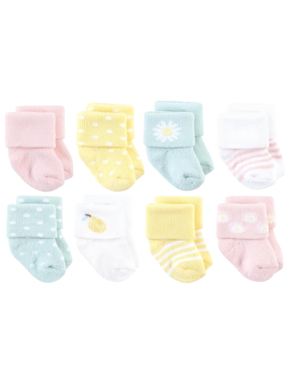 Basics Infant Baby Cozy Terry Socks 8-Pack, Zesty Bloom, 0-6 Months