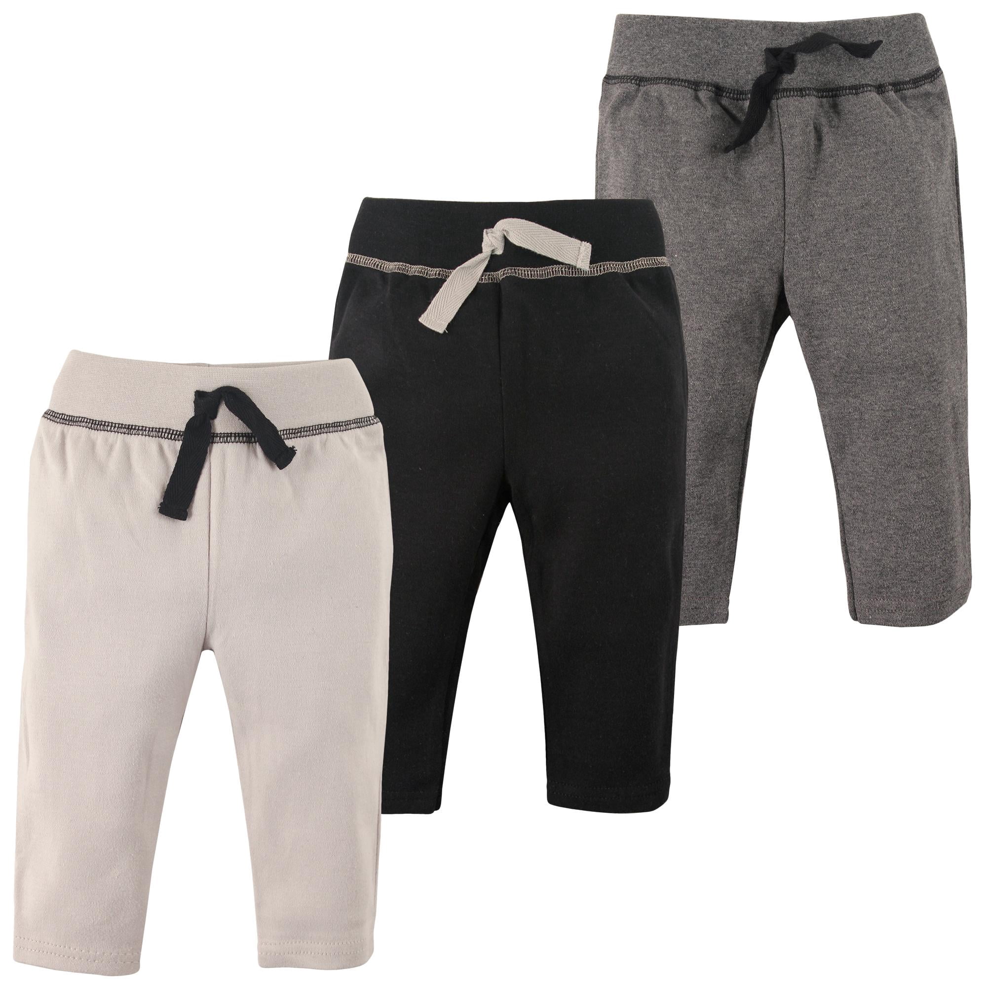 Hudson Baby Basics Infant Baby Everyday Cotton Pants 3-Pack, Shadow Tones, 18-24 Months