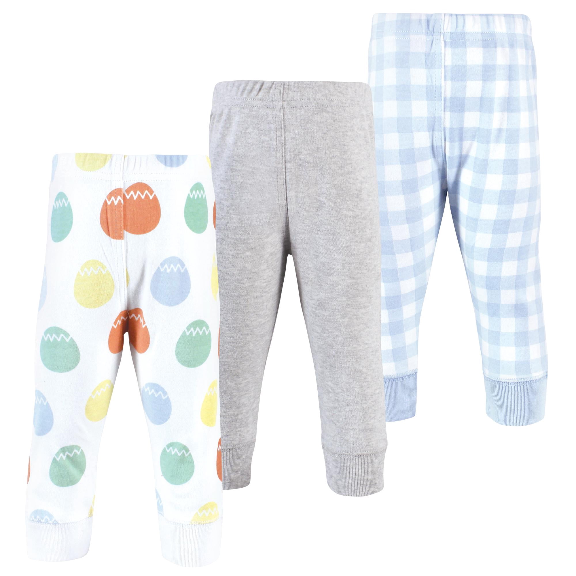 Hudson Baby Basics Infant Baby Everyday Cotton Pants 3-Pack, Springtime Hunt, 12-18 Months
