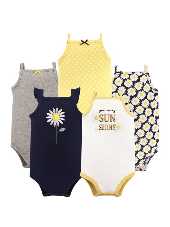 Basics Infant Baby Sleeveless Baby Bodysuits 5-Pack, Petal Blue, 3-6 Months