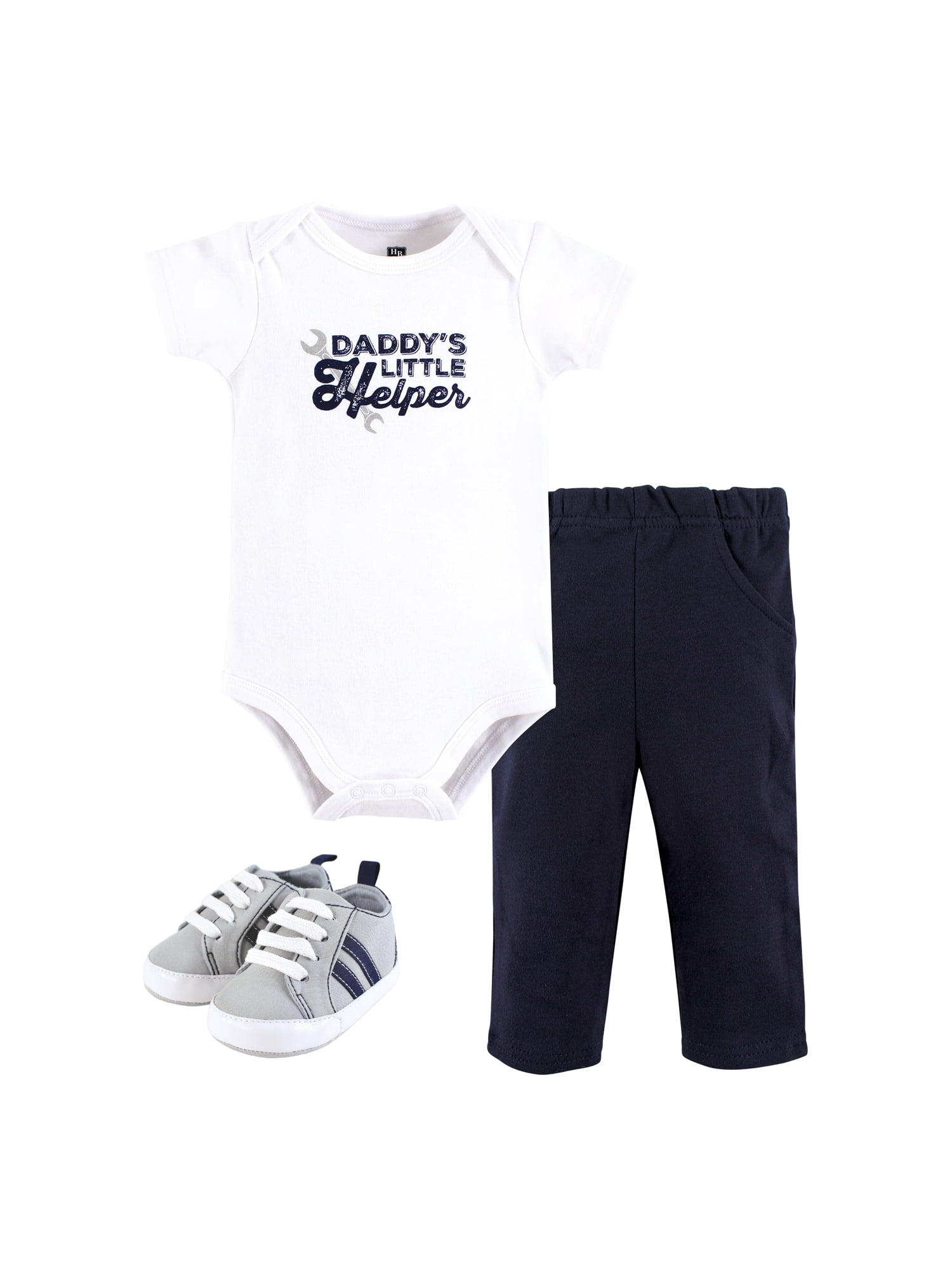 Hudson Baby Short Sleeve Bodysuit And Pant Set with Shoes, 0-18 Months