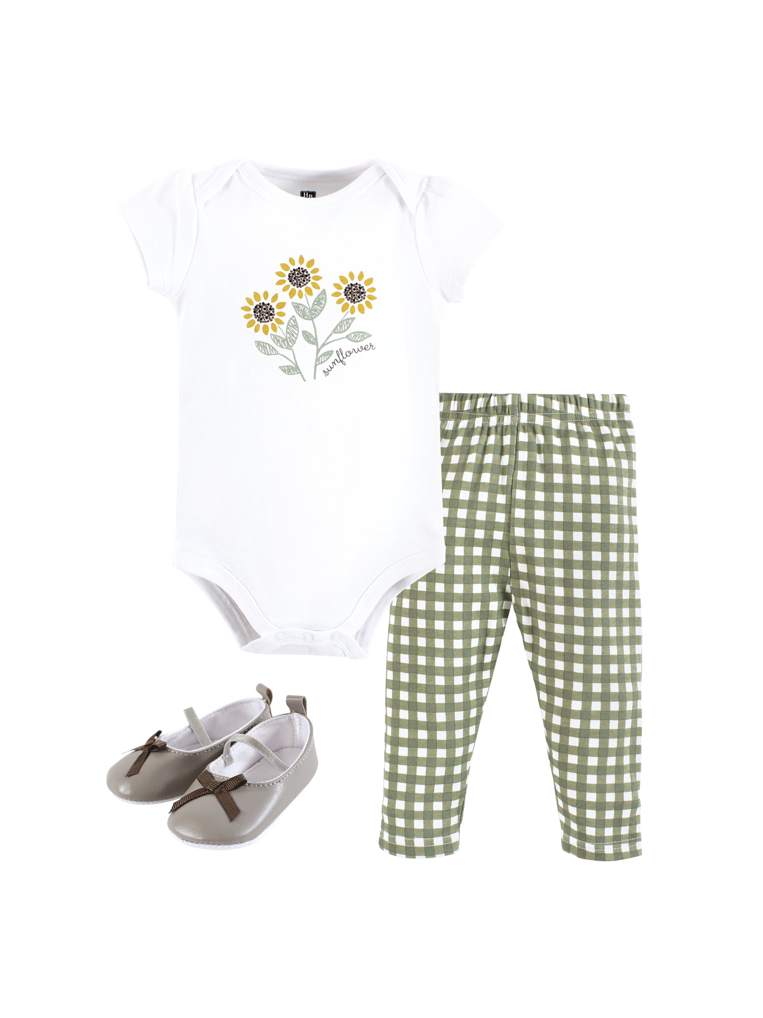 Hudson Baby Short Sleeve Bodysuit And Pant Set with Shoes, 0-18 Months