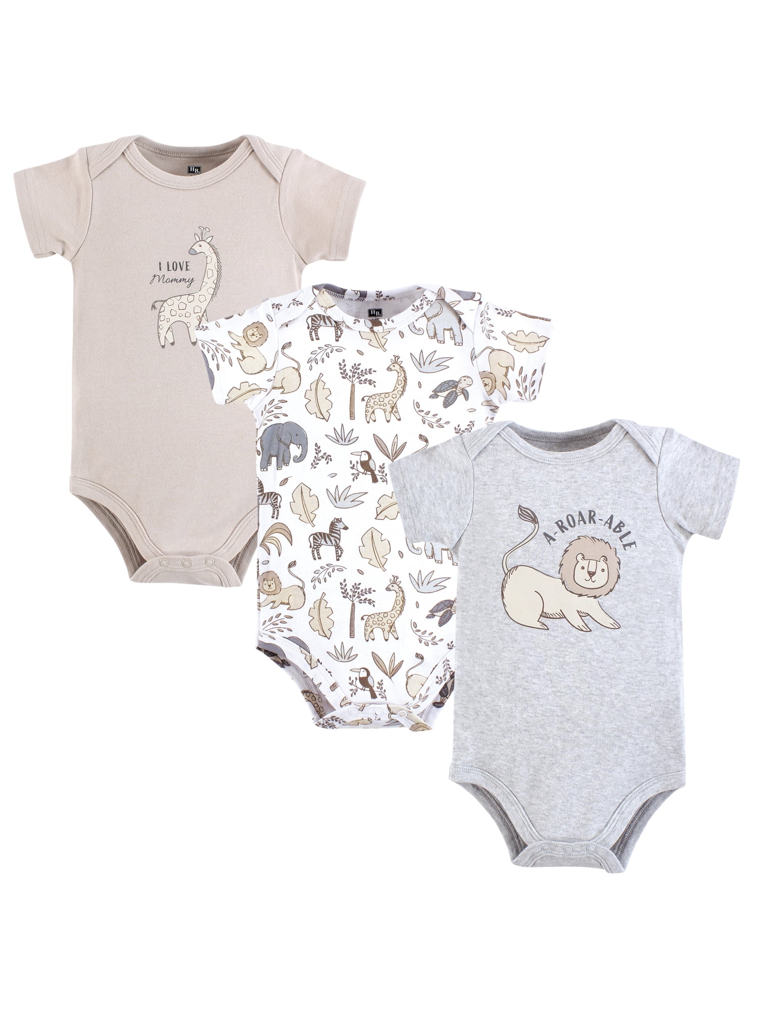 Hudson Baby Bodysuits, 3-Pack, Newborn-18 Months