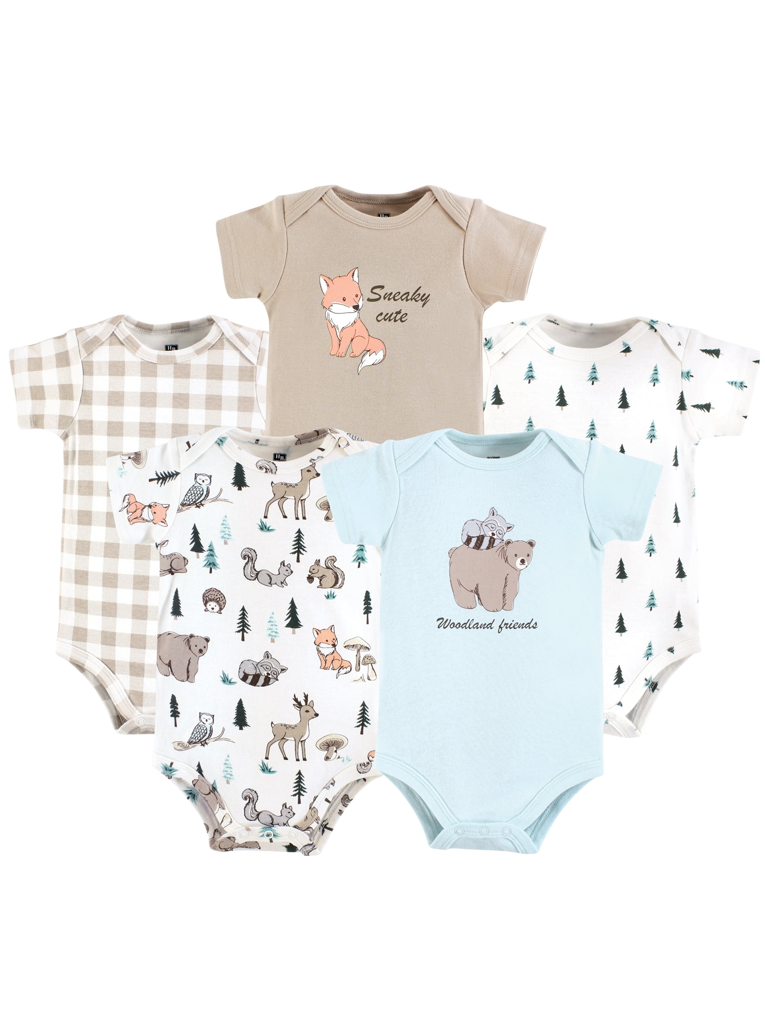 Hudson Baby Bodysuits, 5-Pack, Newborn-18 Months