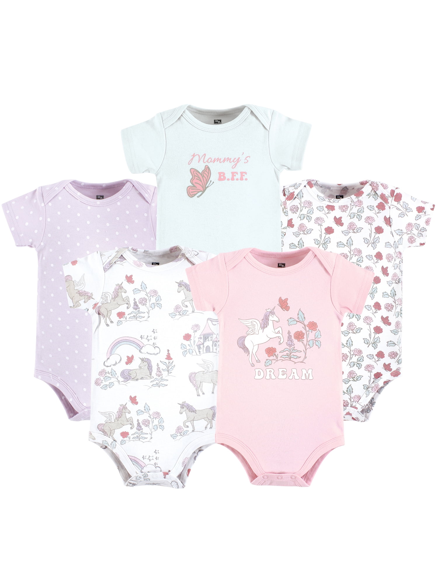 Hudson Baby Bodysuits, 5-Pack, Newborn-18 Months