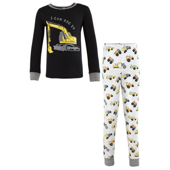 Hudson Baby Boy Cotton Pajama Set, Construction, 2 Toddler