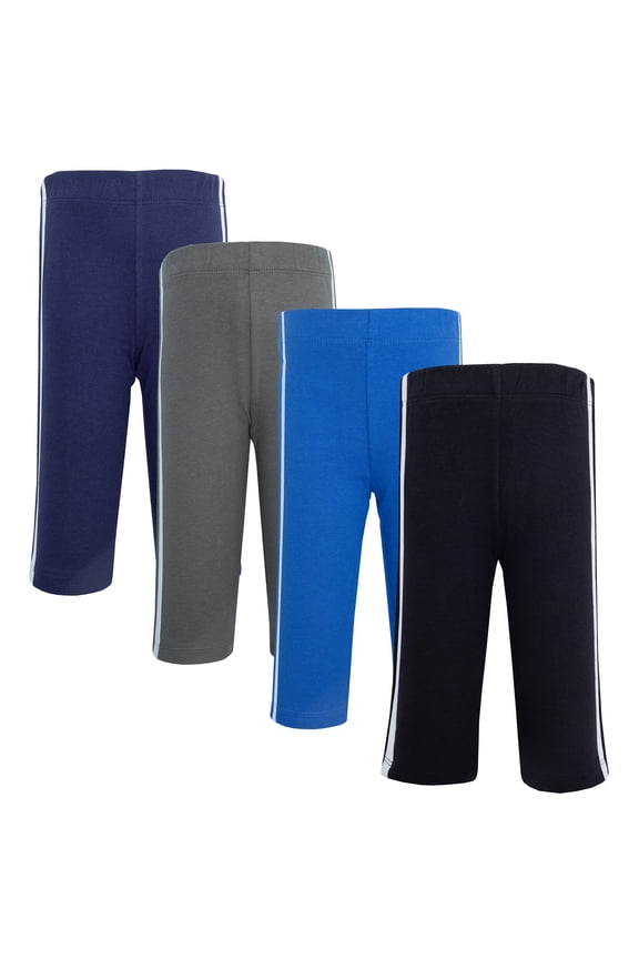 Boy Cotton Pants and Leggings, Black Blue, 3-6 Months