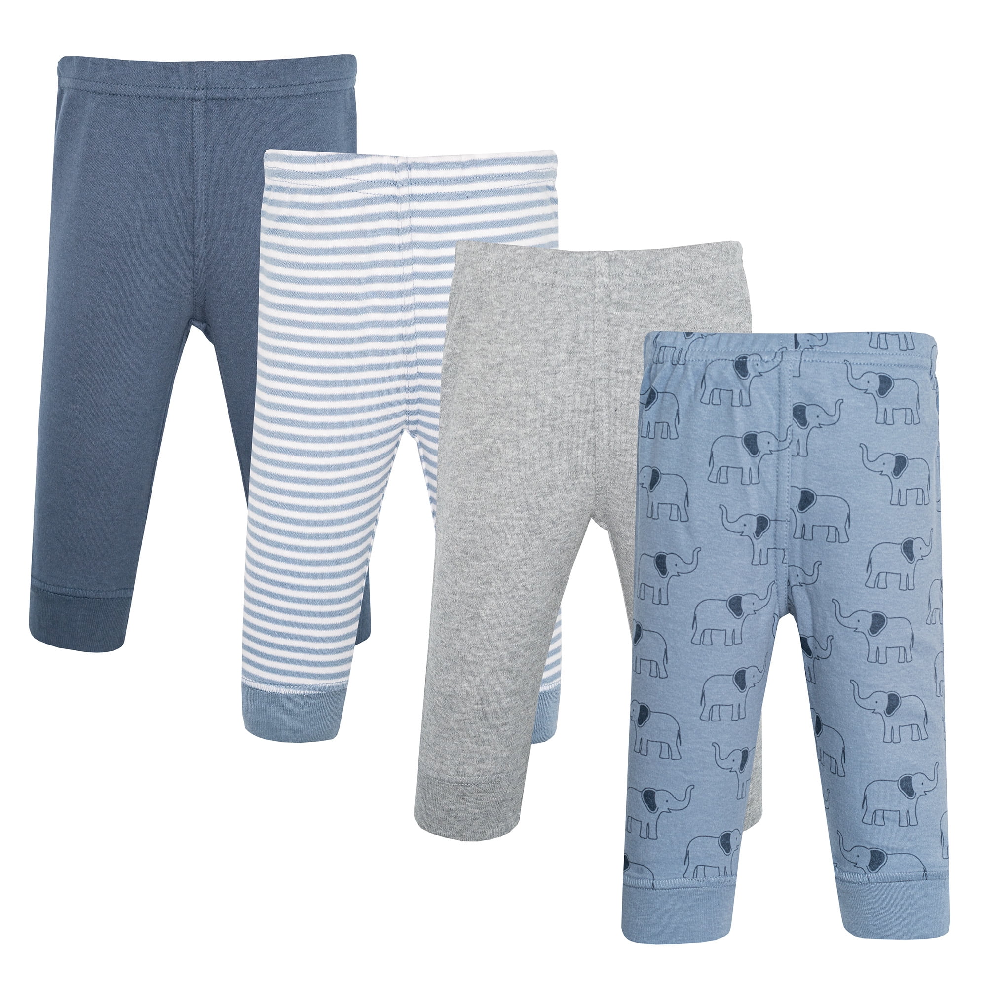 Hudson Baby Boy Cotton Pants and Leggings, Blue Elephants, 6-9 Months